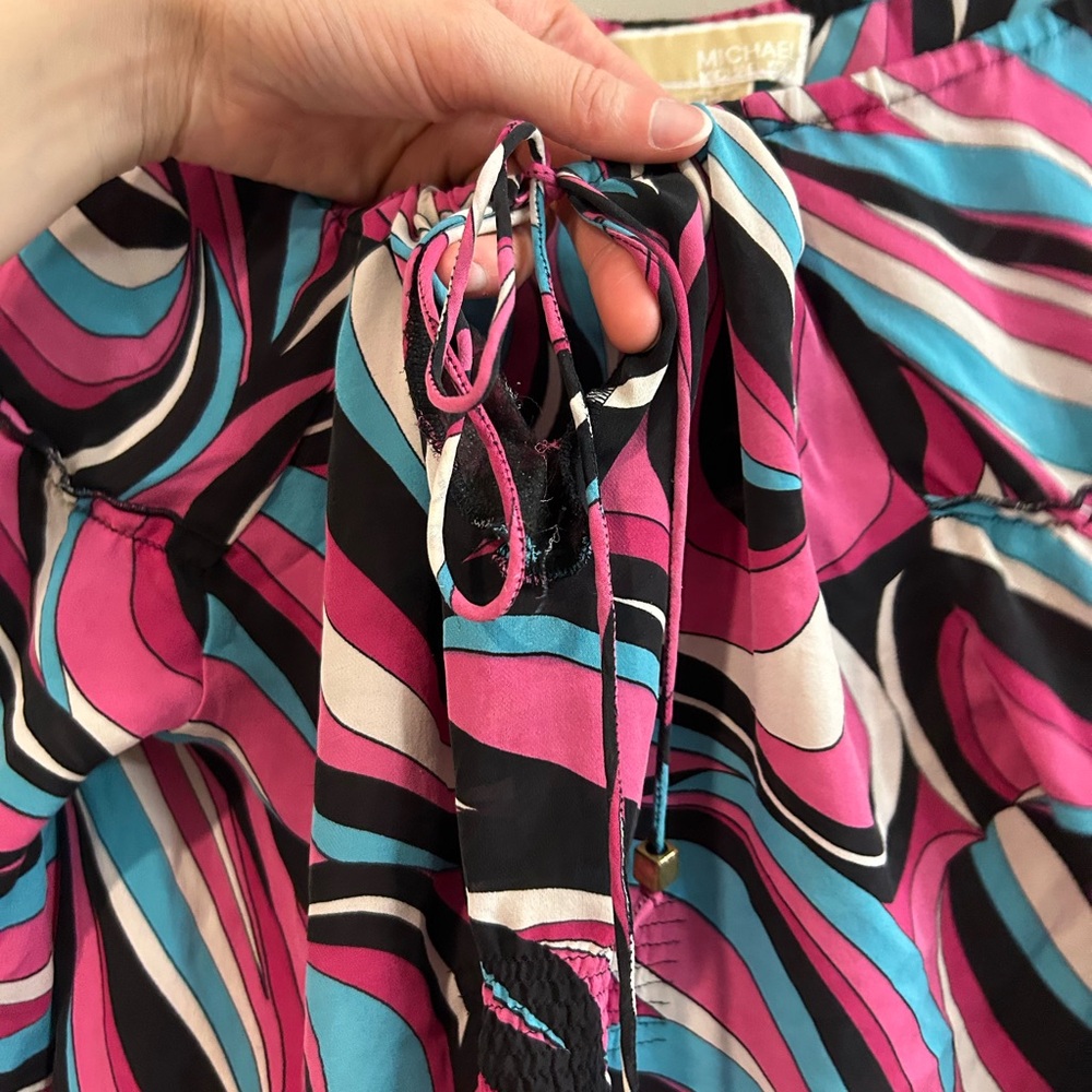 MICHAEL Michael Kors Pink and Blue Swirl Blouse - Picture 3 of 5
